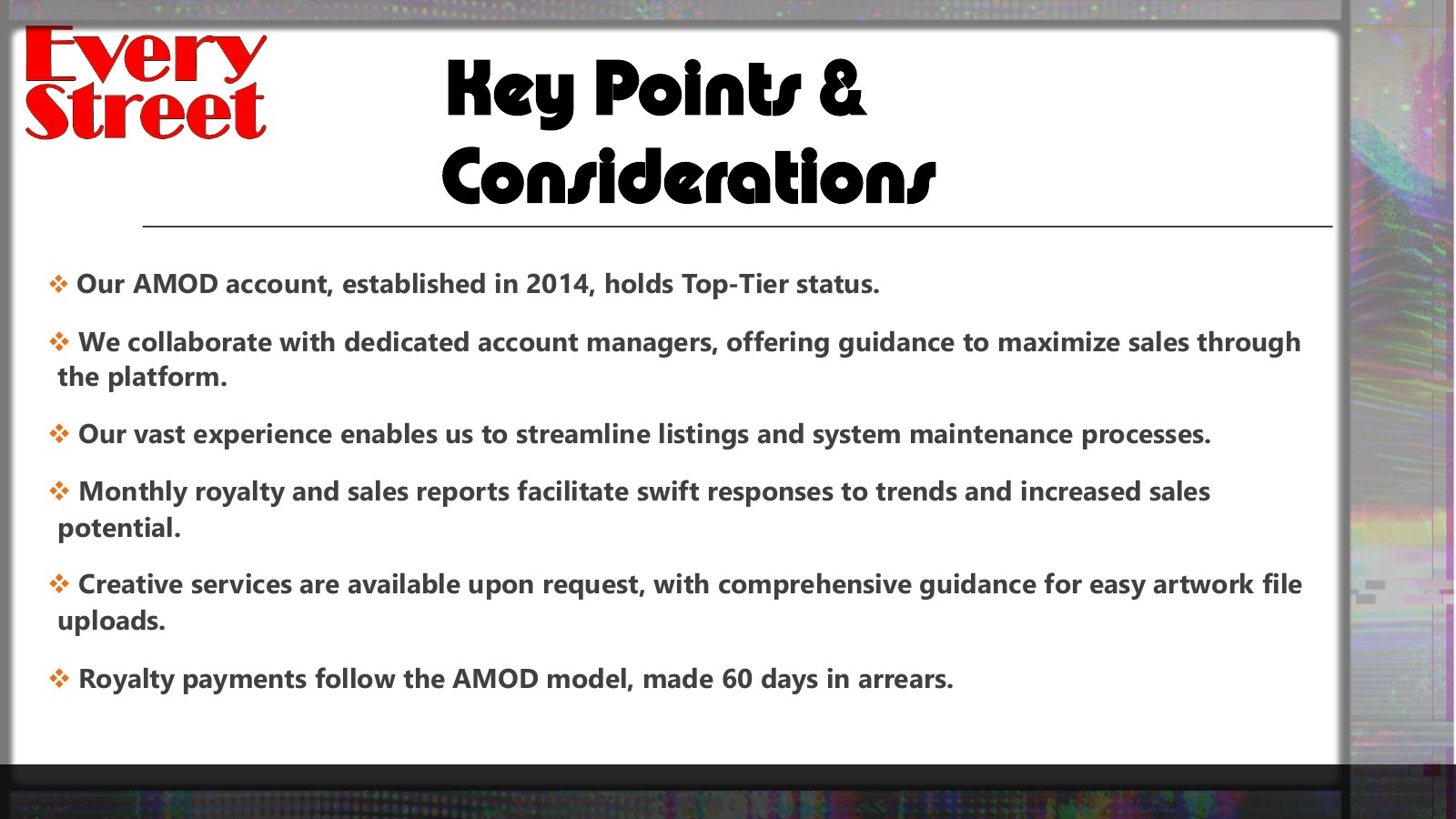 Slide 5: Key Points and Considerations