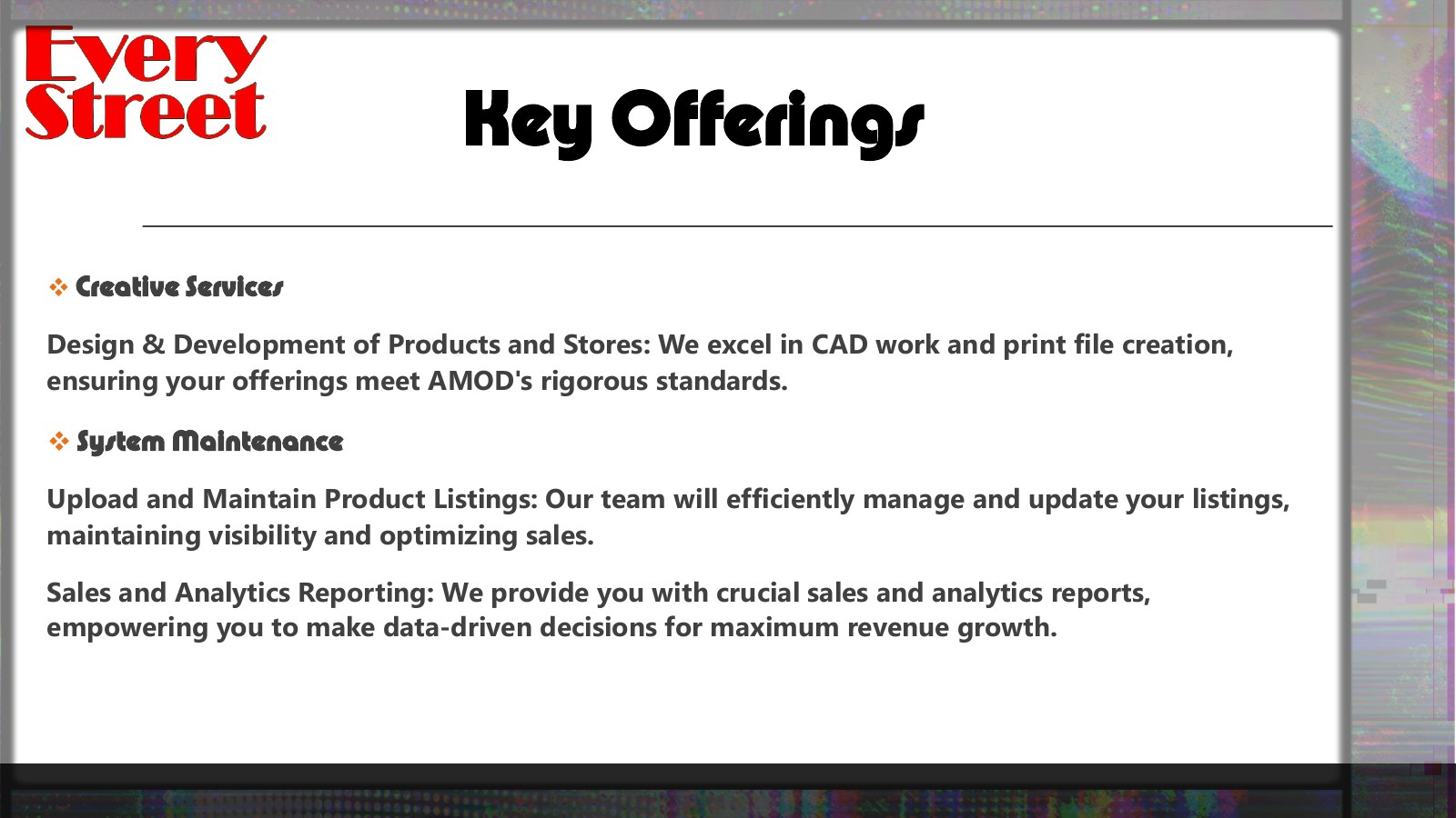 Slide 6: Key Offerings