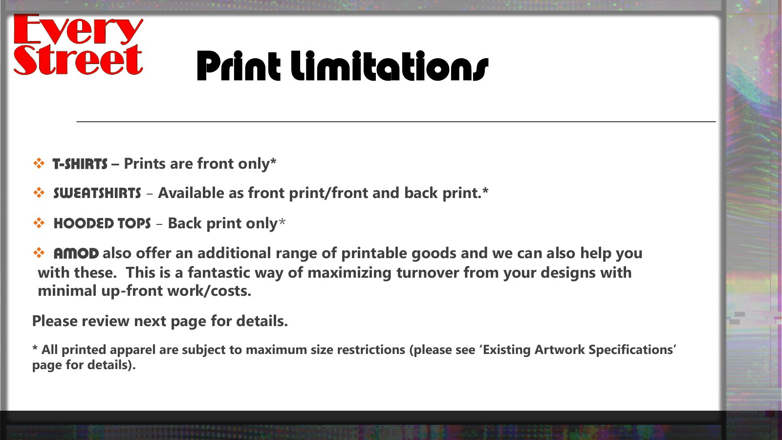 Slide 31: Print Limitations