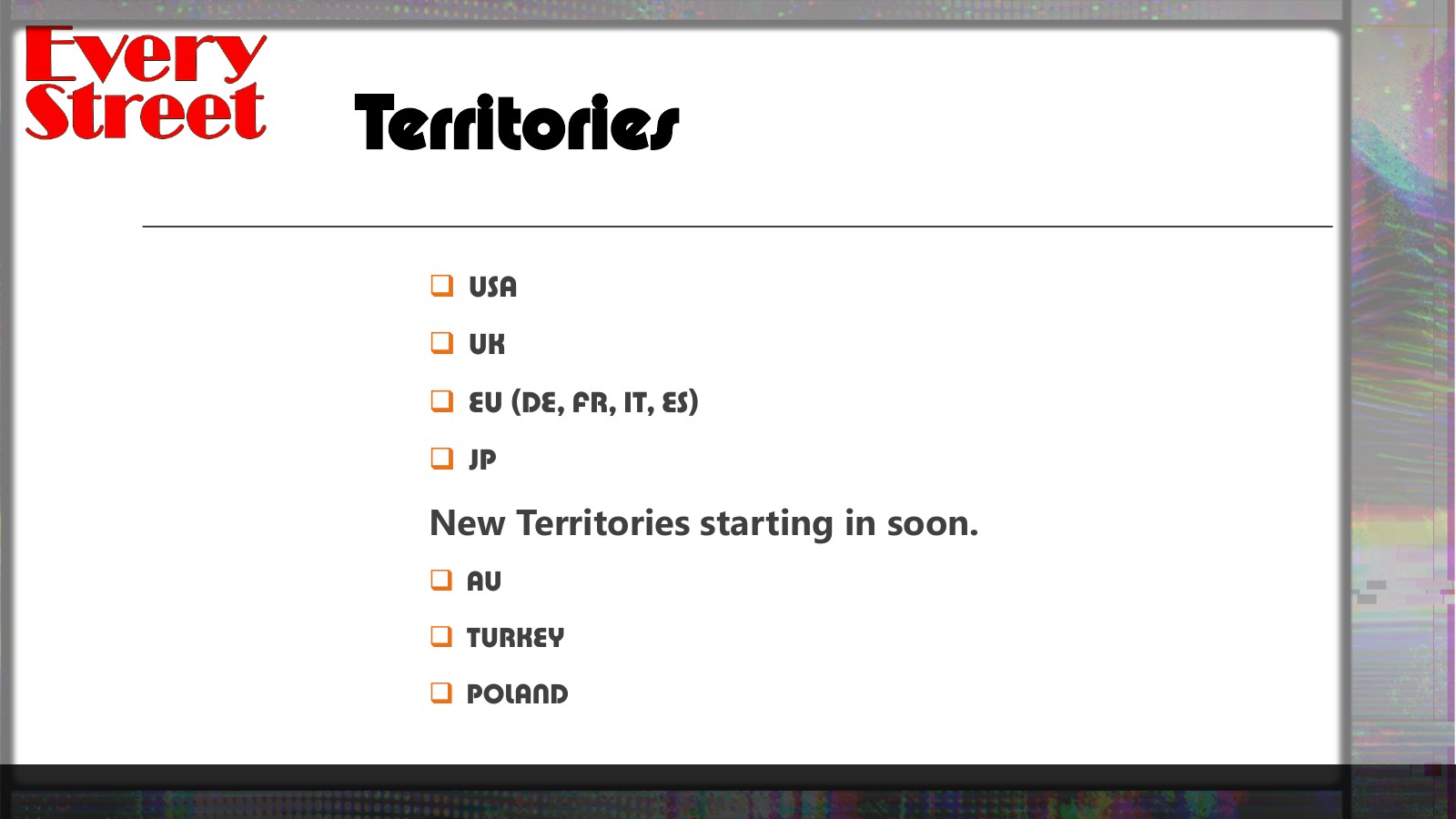 Slide 40: Territories